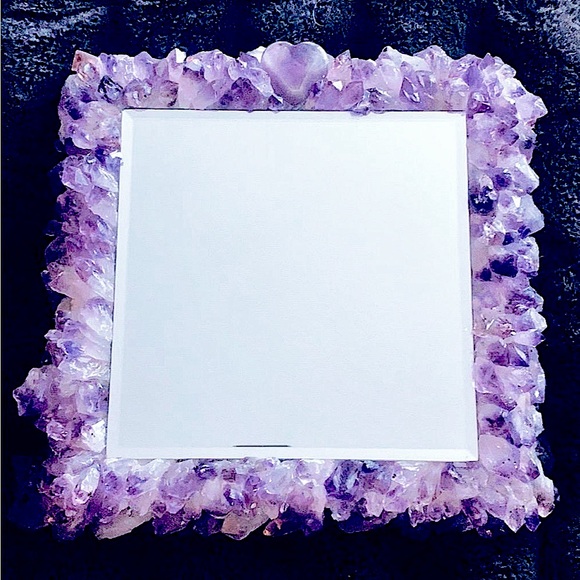 Raw Amethyst Crystal Mirror - Picture 2 of 3